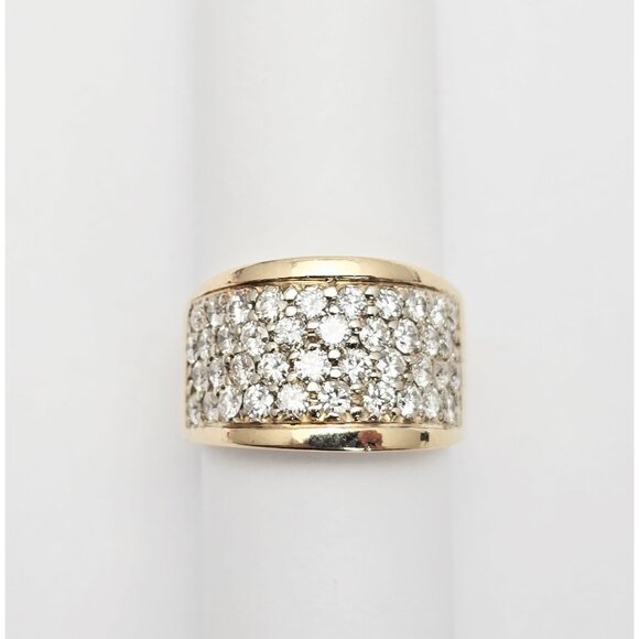 Unbranded Jewelry - Beautiful 14K Karat Solid Yellow Gold Designer Round Diamond Cluster Ring Size 7